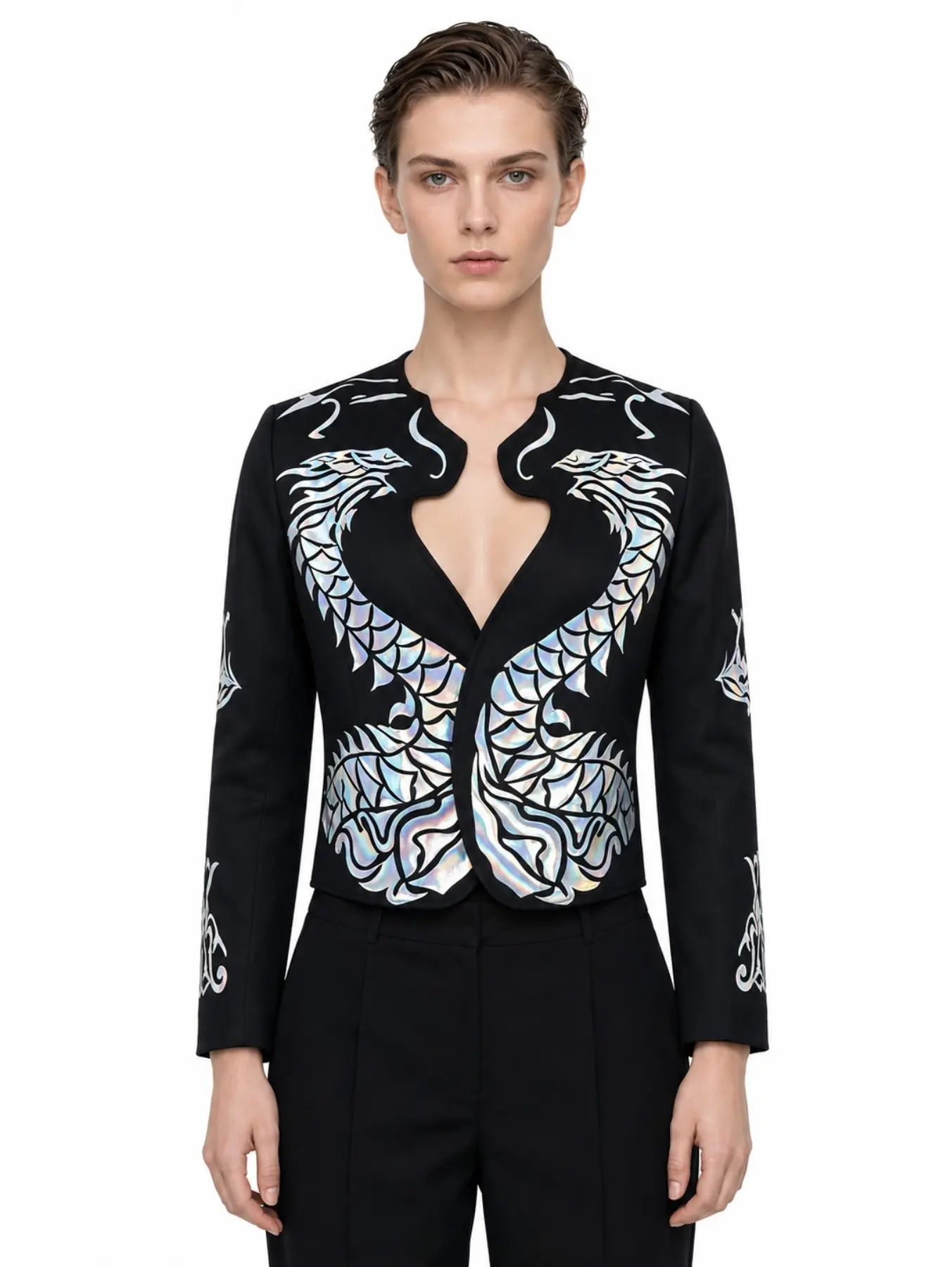 Michael Jackson Cosplay Jacket, Party Costume, Dragon Print Biker Coat, Perfect for Shows and Parties, Fitted Outerwear for All Seasons