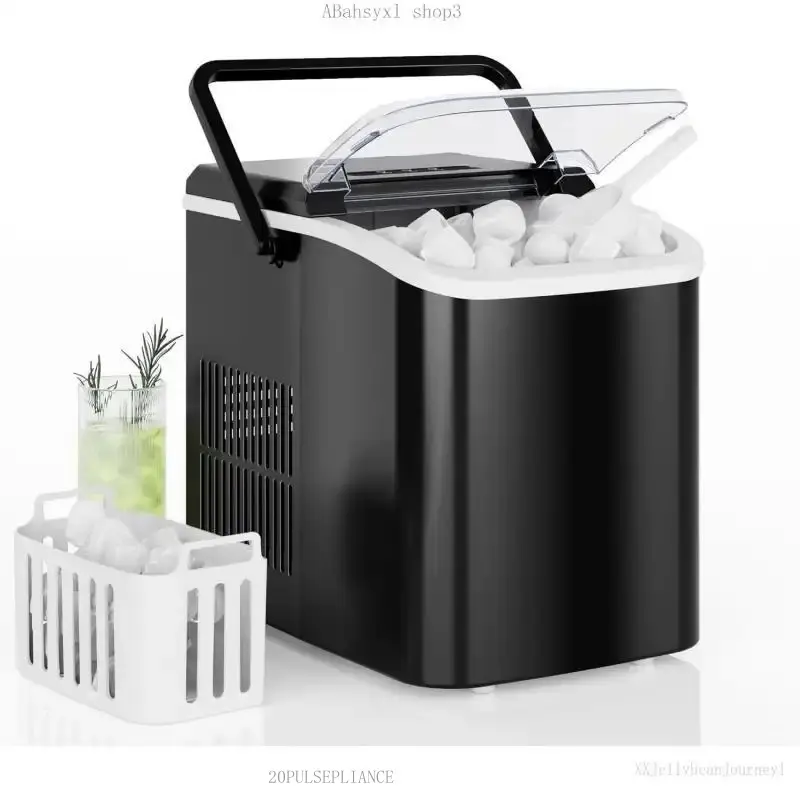 Countertop Ice Maker with Handle, 26lbs/24H Portable Ice Machine, 9 Bullet Ice Cubes Ready in 6 Mins, Self-Cleaning, Quiet Compact Ice Maker for Home,, RV, Camping, BlackXXJellybeanJourney1ABahsyxl shop320PULSEPLIANCE