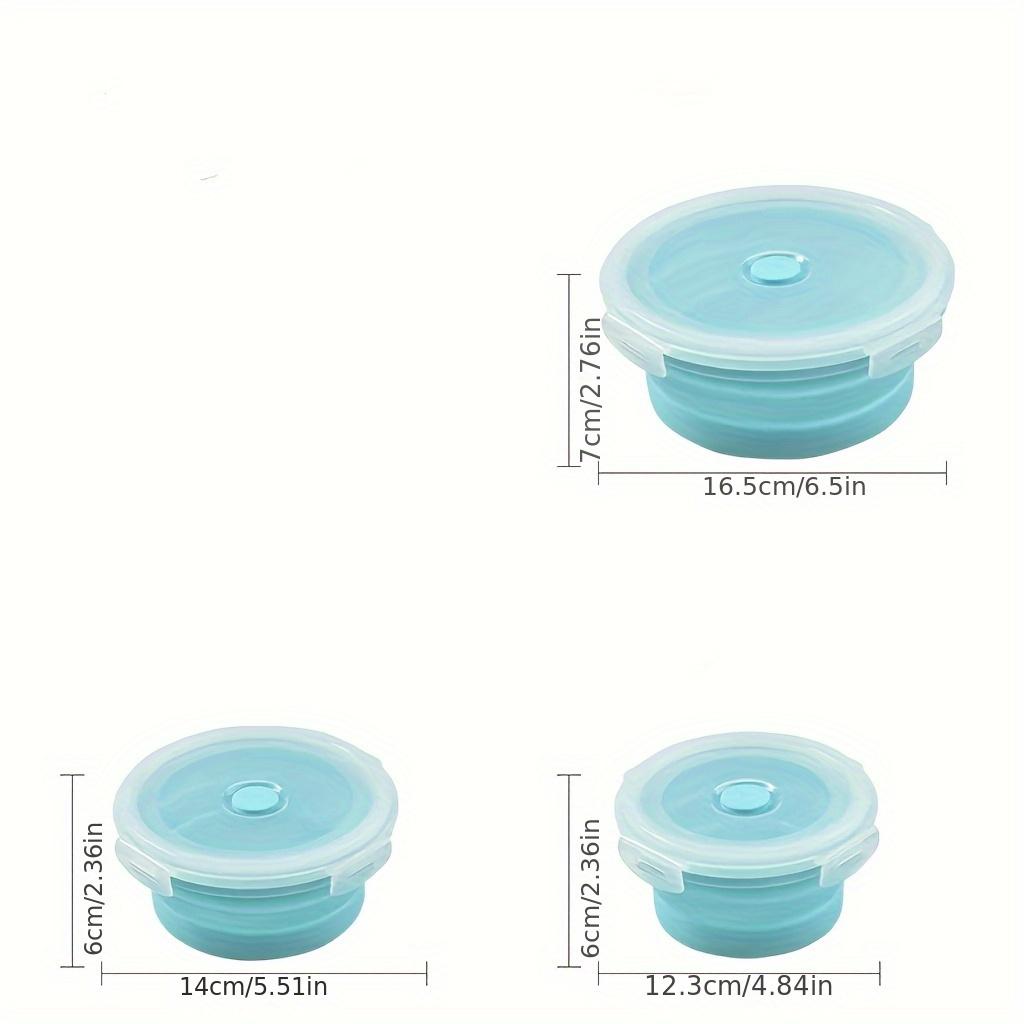 3pcs Round Silicone Meal Prep Containers Set - Stackable, Microwave & Refrigerator Safe, Leak-Proof Lids, Perfect for Camping, Picnics, and Home Use, Includes Noodles, Eggs, and Fruit