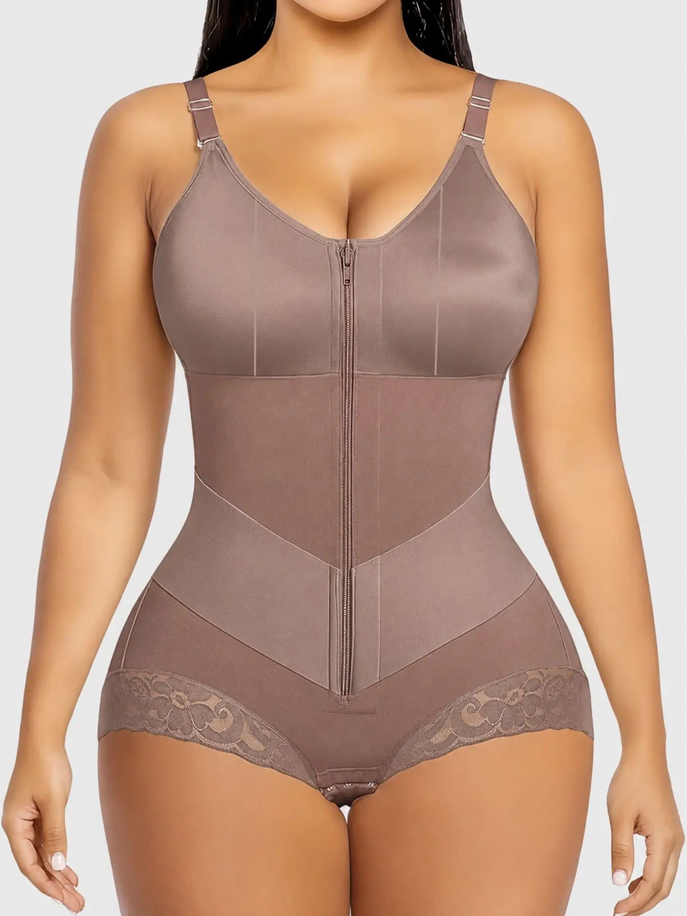 1 Count Women's High-Stretch Compression Shapewear Bodysuit, Colombian Shapewear, Fajas, Adjustable Closure Shapewear, Butt Lifting & Tummy Control Bodysuit, Breathable Jumpsuit, Suitable For Daily Outings, Office Attire & Casual Social Events