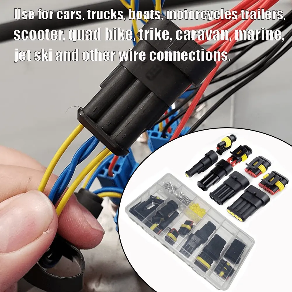 96pcs automotive wiring harness connector set, line maintenance tool, sealed connector, applicable harness connector set, wire connection of interior decoration, modification and maintenance utility.