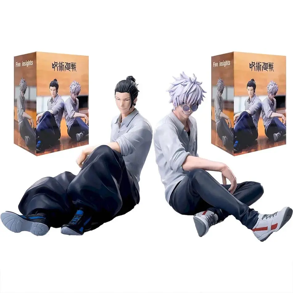 Hot 10CM Jujutsu Kaisen Anime Satoru Gojo & Geto Suguru Yumemirize Sitting Posture Action Figure Genuine Model Figurine Toy
