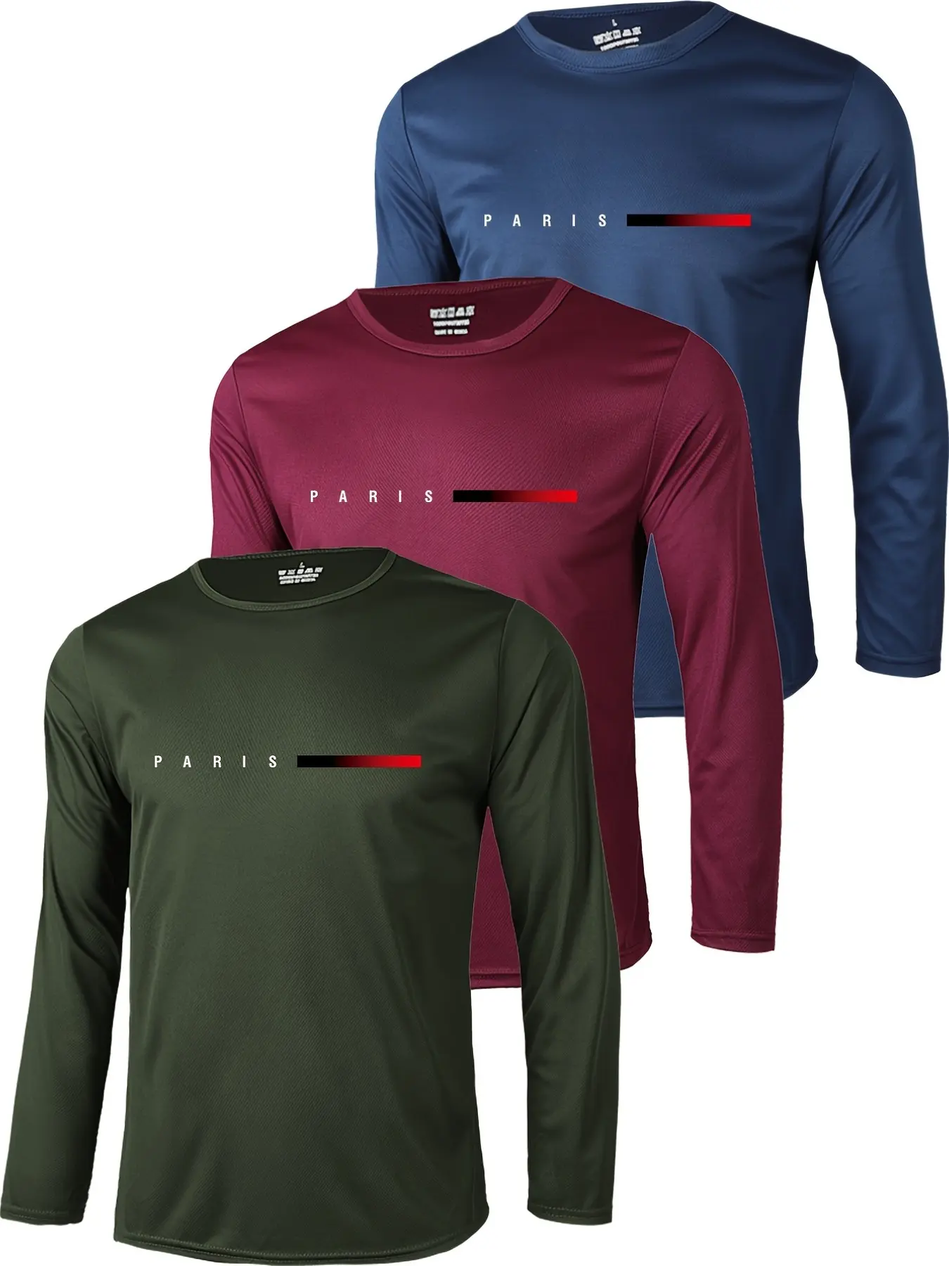 3-Pack Men's Long Sleeve T-Shirts, Breathable Quick-Dry, Dry Fit Athletic, Ideal for Gym, Running, Outdoor Activities, Comfortable and Dry, Athletic Tee, Fitness Apparel