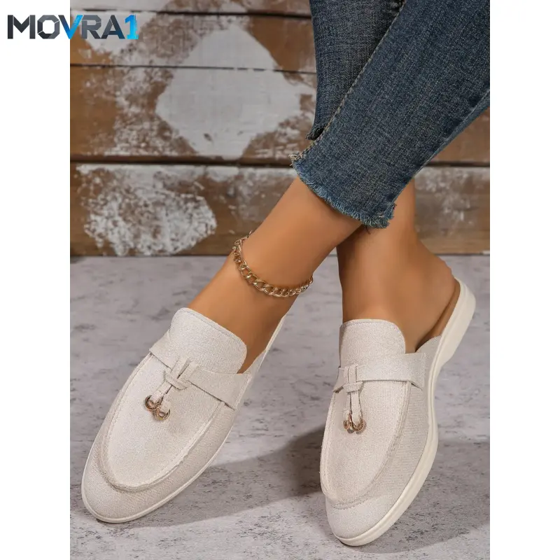 MOVRA1 Women's Casual Open Toe Half Slipper Mules Flat Sandals, Sandals, Comfortable Rubber Shoes Daily Wear, Plain Pattern, Less Than Ankle Height