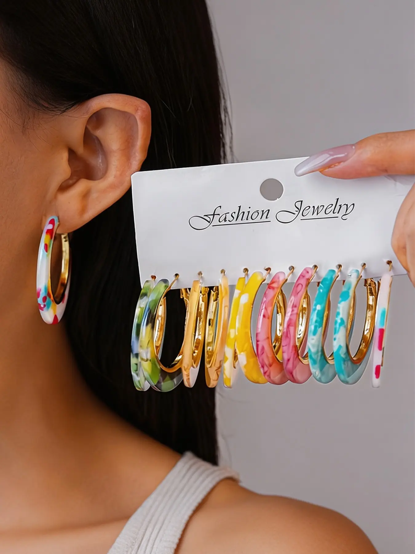 6 Pairs Acetate C-Shape Leopard Print Gradient Color Earrings, Unique Bold Fashion Jewelry for Daily Wear, Beach, Holidays, Gifts