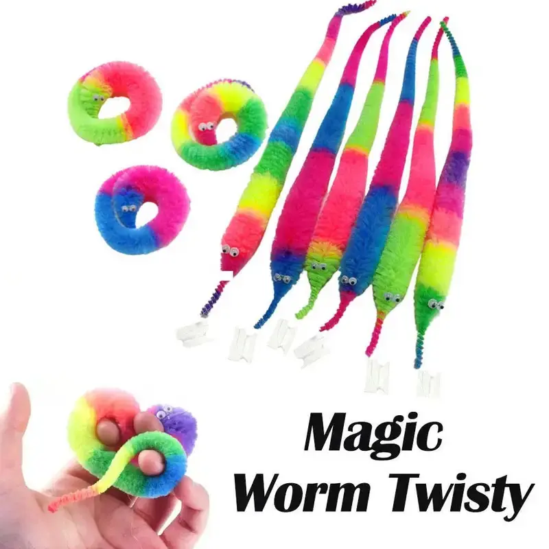 Soft Plush Magic Worm Twist Toy - 1 Piece, 23cm/9in, Flexible Moves, Invisible String Caterpillar, Magic Tricks, Hand Eye Coordination Boost, Party Favor Gift, Stage Performance Prop, Classic Novelty Stress Relief Toy for Kids, Anxiety Relief Products, St