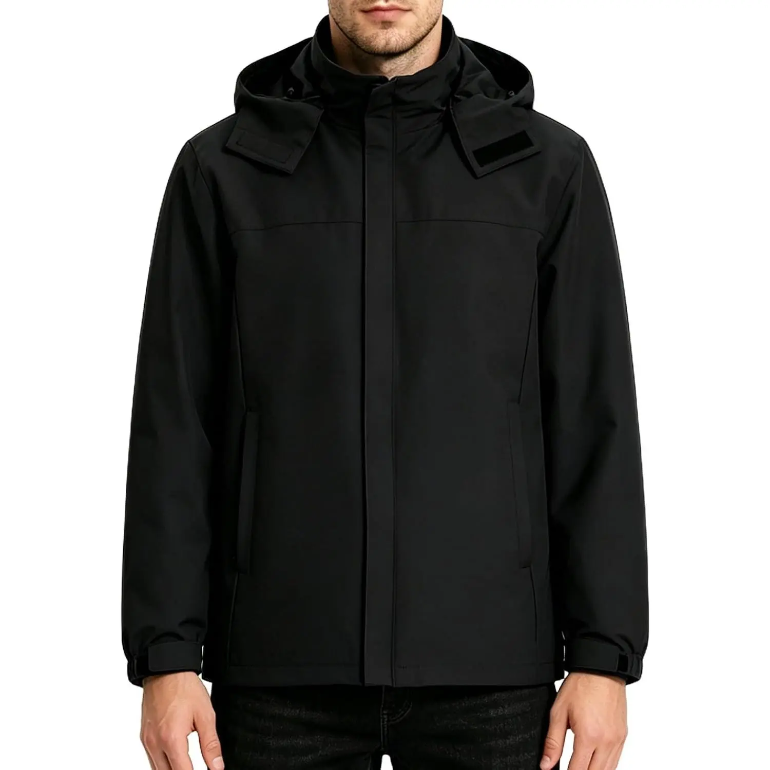 Men's Waterproof Lightweight Rain Jacket & Windbreaker with Detachable Hood for Cycling, Hiking, TravelGift