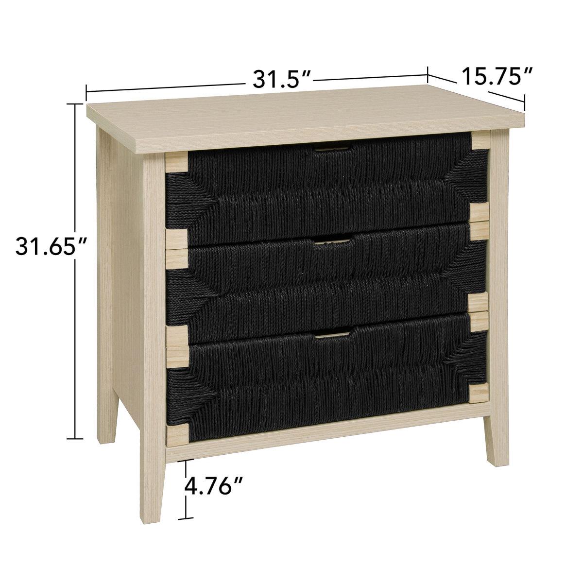 3 Drawer Buffet Sideboard with Adjustable Shelves, Storage Cabinet with Hand-woven rope decorated drawers for Living Room Kitchen Entryway
