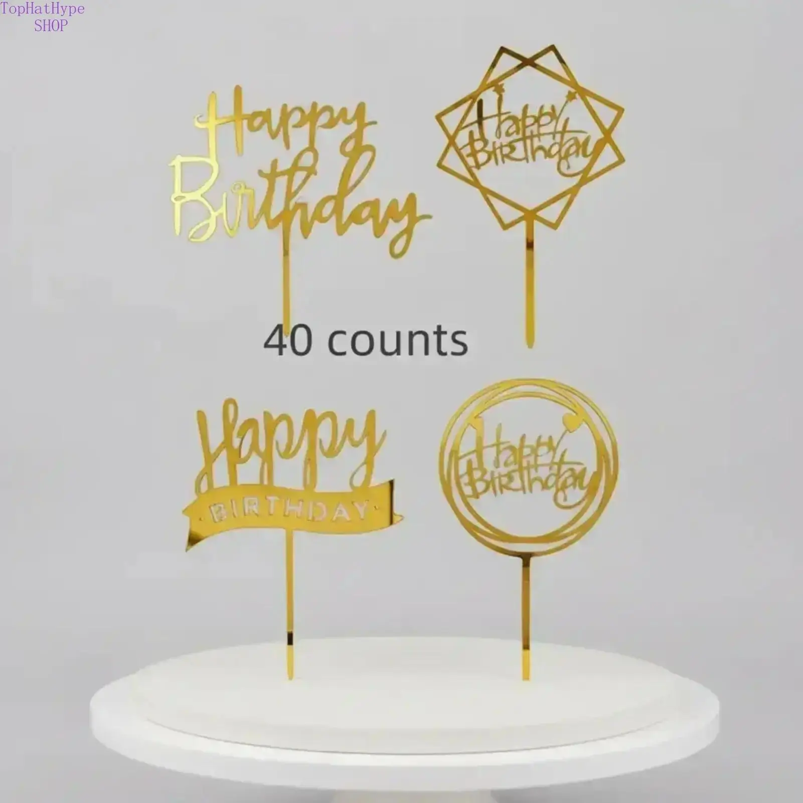 Glitter Cake Toppers Happy Birthday Set, 40-Piece Kit with Star, Heart & Ball Ornaments for Festive Cake Decorating, Cake Decoration Supplies, Auspicious