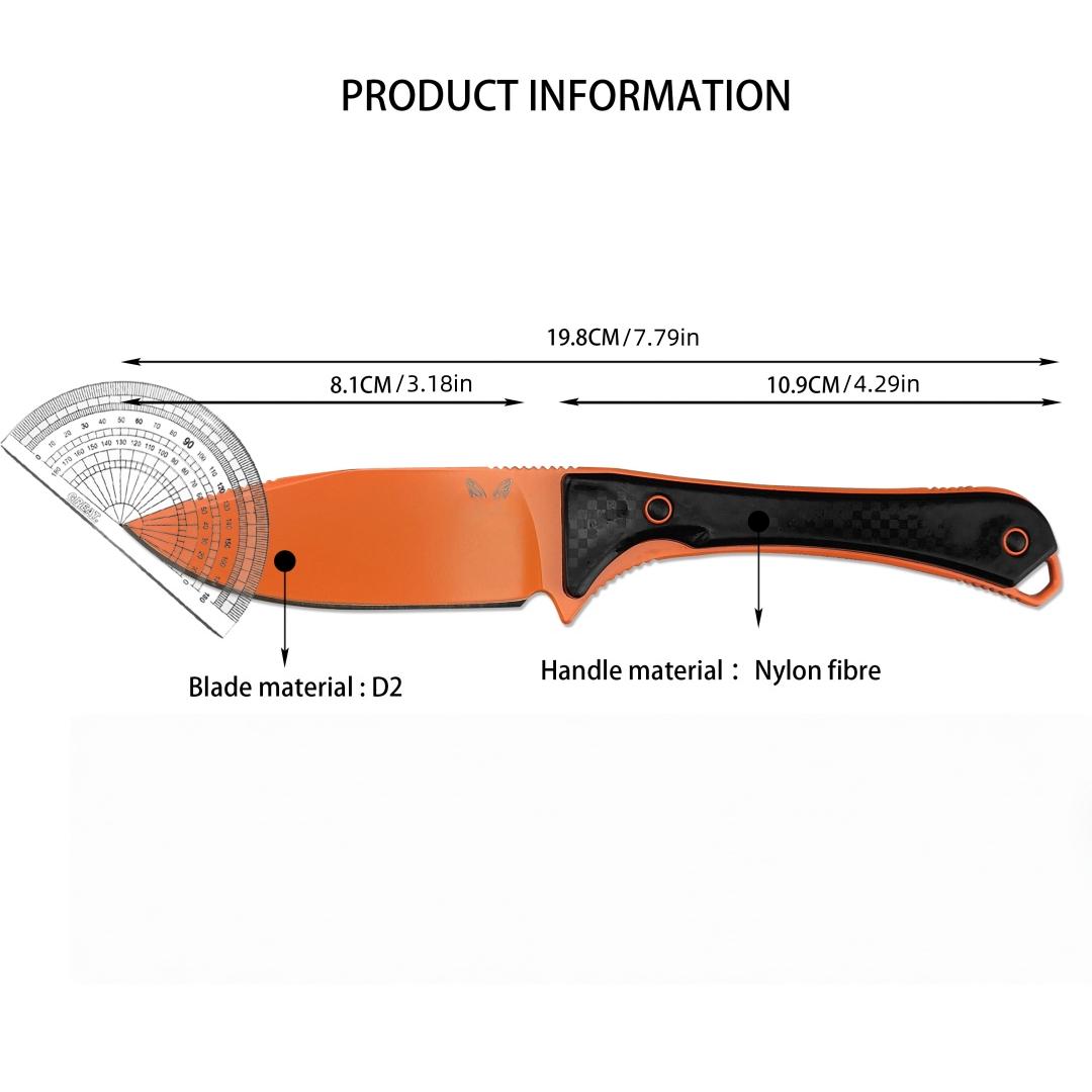 Bm15201 Outdoor Straight Knife, High Hardness Wilderness  Edc Tool, Includes Sheath, Camping Gear, Fruit Knife, Men's Gift folding damascus steel mens holiday olbers ab Portable Multi-Purpose Pocket with Slingshot Attachment