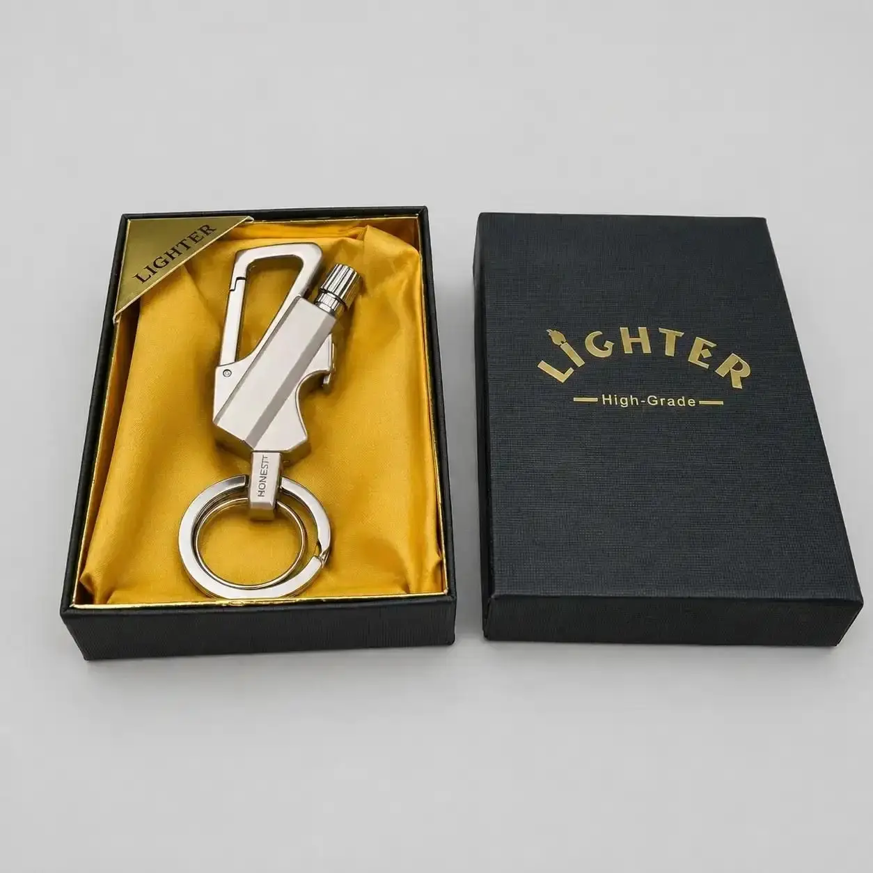 Refillable Permanent Match Infinity Fire Starter - Waterproof Windproof Kerosene Metal Lighter with Keychain, Bottle Opener Multi-Tool, Reusable Handheld Tool for Camping Survival, Unique Practical Gift for Men