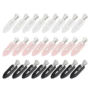 24 Pcs Creaseless Hair Clips, No Bend No Crease Flat Hair Clips for Women – Hairdressing Pins for Bangs, Finger Waves, Makeup & Salon Hairstyling (Black/Pink/White)