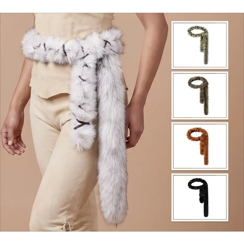 Fall Winter Warm Plush Fur Waist Belt Y2K Punk Subculture Style Adjustable Fluffy Belt Rave Halloween Party Costume Prop