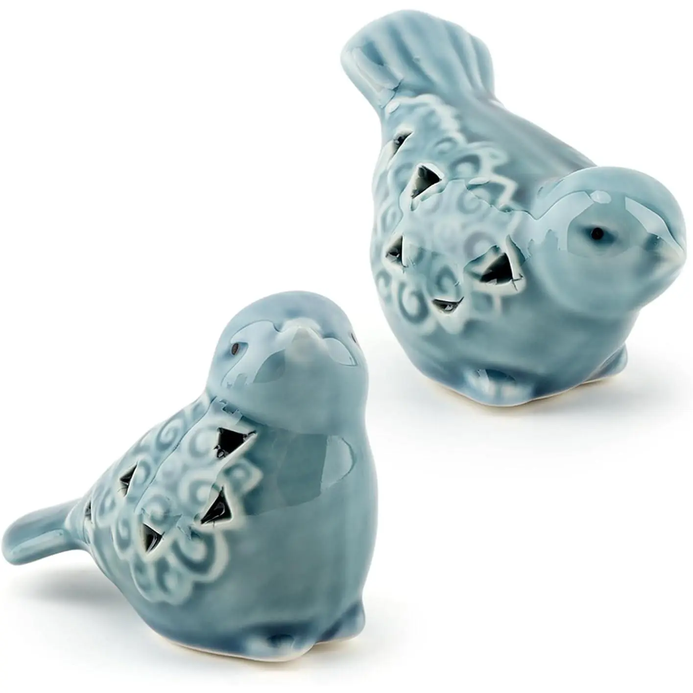 Pair of Blue Bird for Home Decor, Farmhouse Ceramic Bird Statue Sculpture Birds Ornaments, Small Decor for Shelves Entryway TV Stand Bookcase, Garden Micro Landscape AccessoriesGift