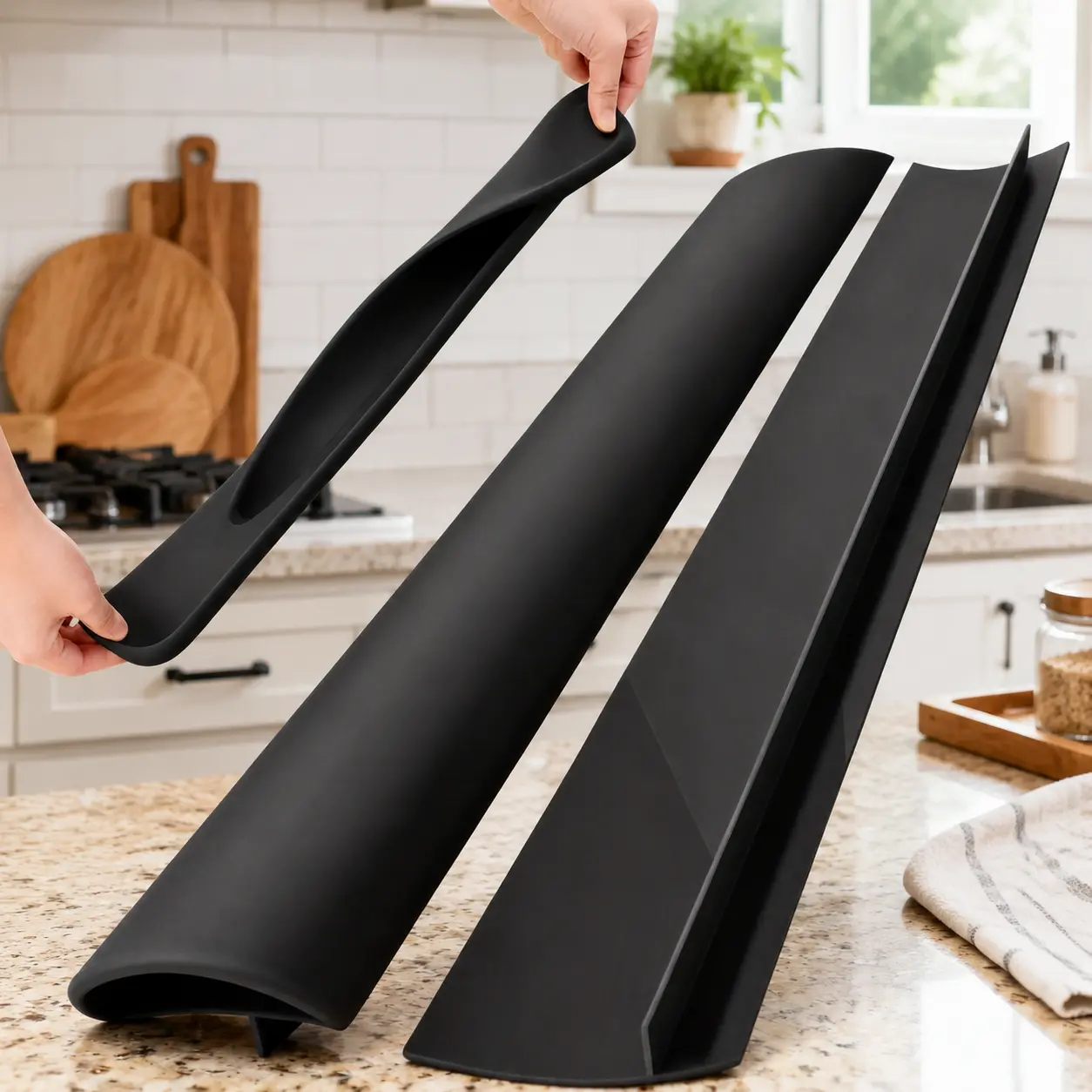 Silicone Stove Gap Covers 4 Pack Heat Resistant Counter Gap Filler Strip Easy Clean Kitchen Stove Guard 21 Inch Black,camping essentials