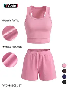 Simple Tank Top and Drawstring Shorts Two-Piece Set, Casual Sportswear, Comfortable and Stylish for Summer