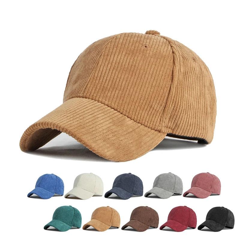 New autumn and winter solid color corduroy baseball cap for men and women, simple duckbill cap