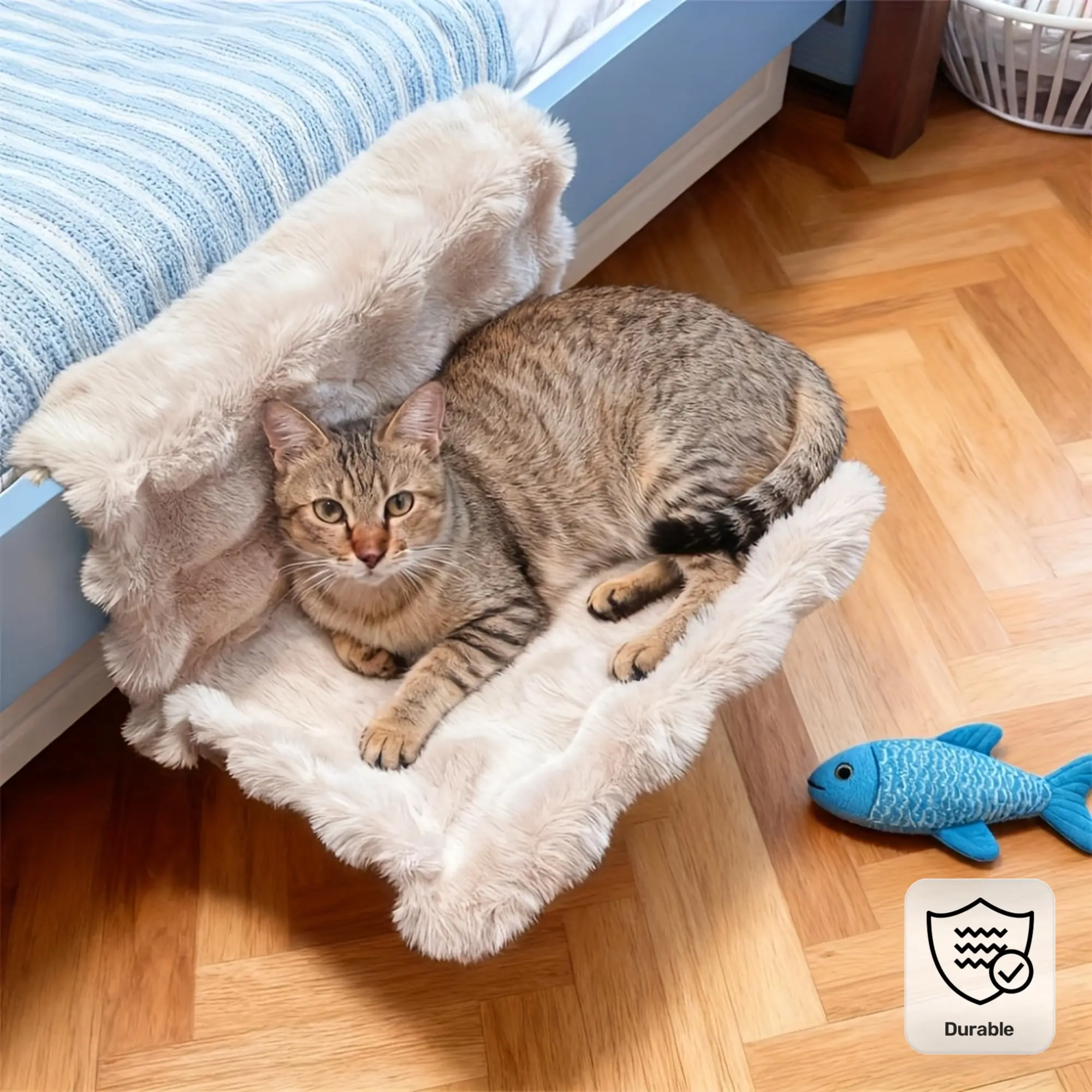 1Pc Thickened Soft Plush Cat Hammock Bed, Removable Washable Cover Non‑Slip Base, Cozy Pet Perch for Dogs & Cats for Sofa Bed Windowsill
