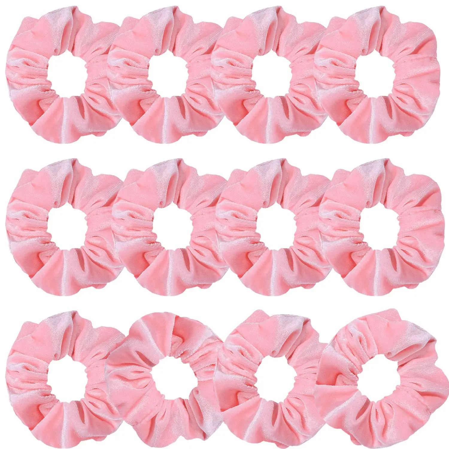 12 Pcs Pink Velvet Scrunchies for Women and Girls, Cute Soft Fabric Hair Accessories, Elastic Hair Ropes for Daily Use, Everyday, Female