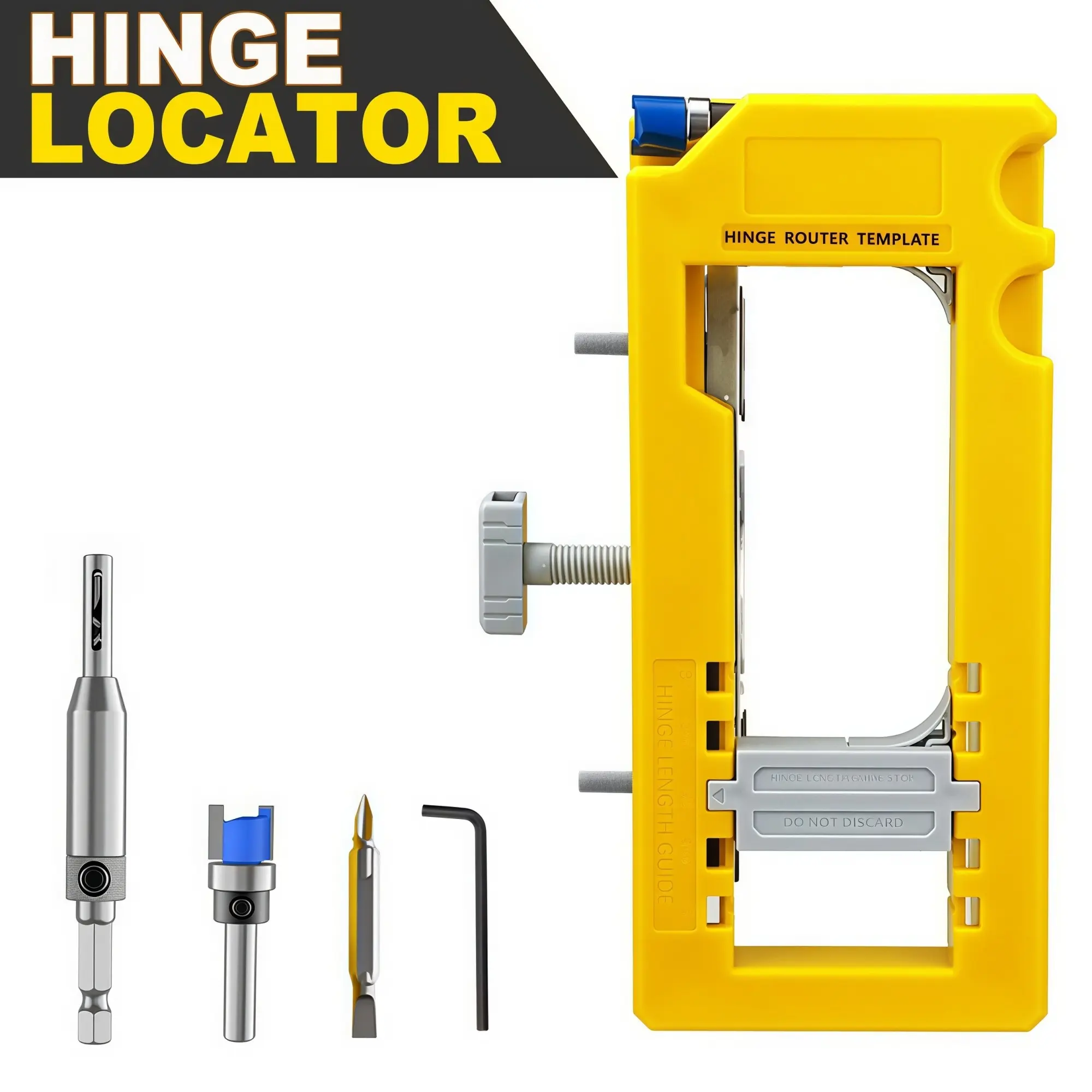 Door Hinge Clamp with Lock Installation Kit, Adjustable Hinge Template, Drill Guide Set for Metal or Wood Doors, Lock Hole Saw Tool, Hardware Home