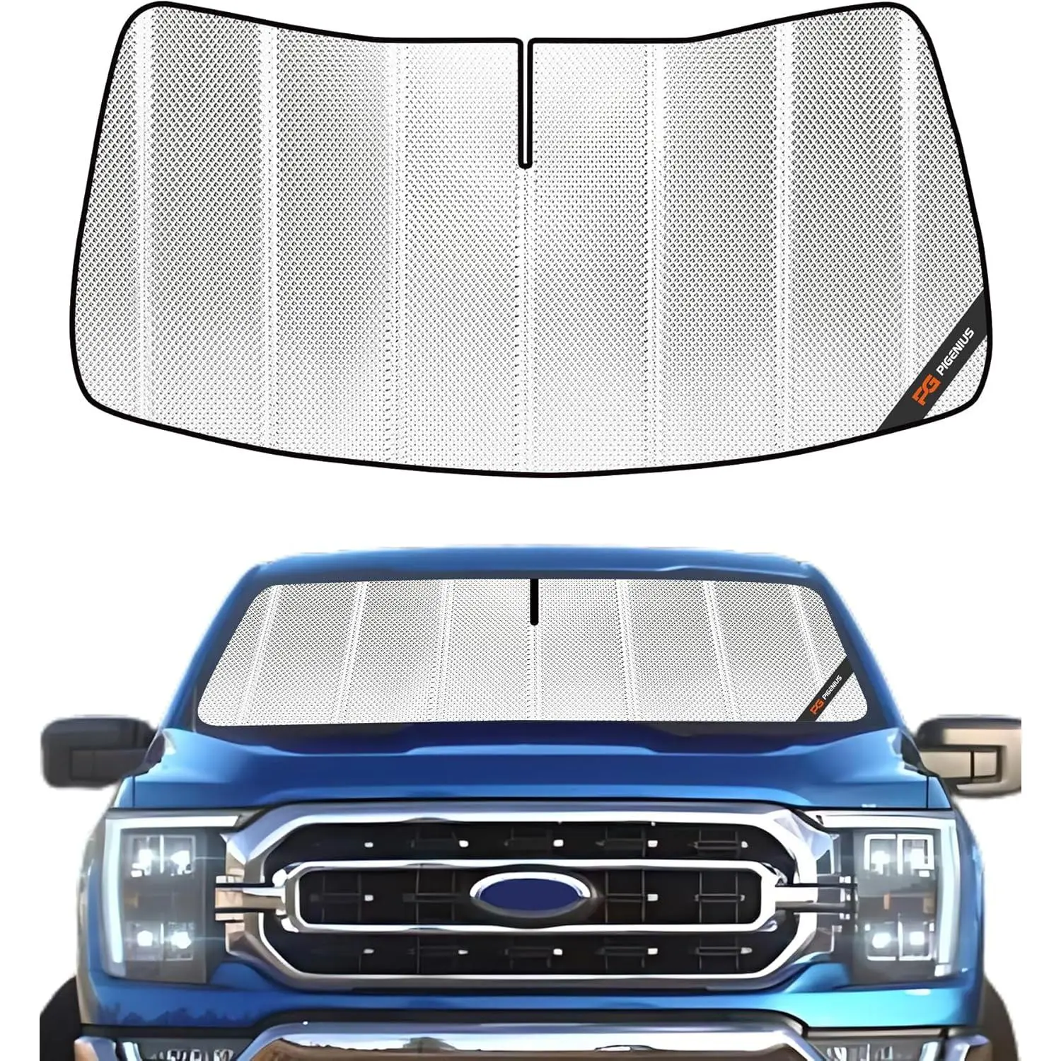 Pigenius Windshield Sun Shade for Ford F-150 2015-2020, Full Coverage Front Window Sunshade - XtraGuard