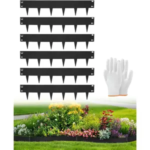 6-Pack Metal Landscape Edging 40" L x 6" H Black Galvanized Steel Landscape Edging, Bendable, Easy to Install and Durable for Garden and Yard Pathway Divider,  Length 20