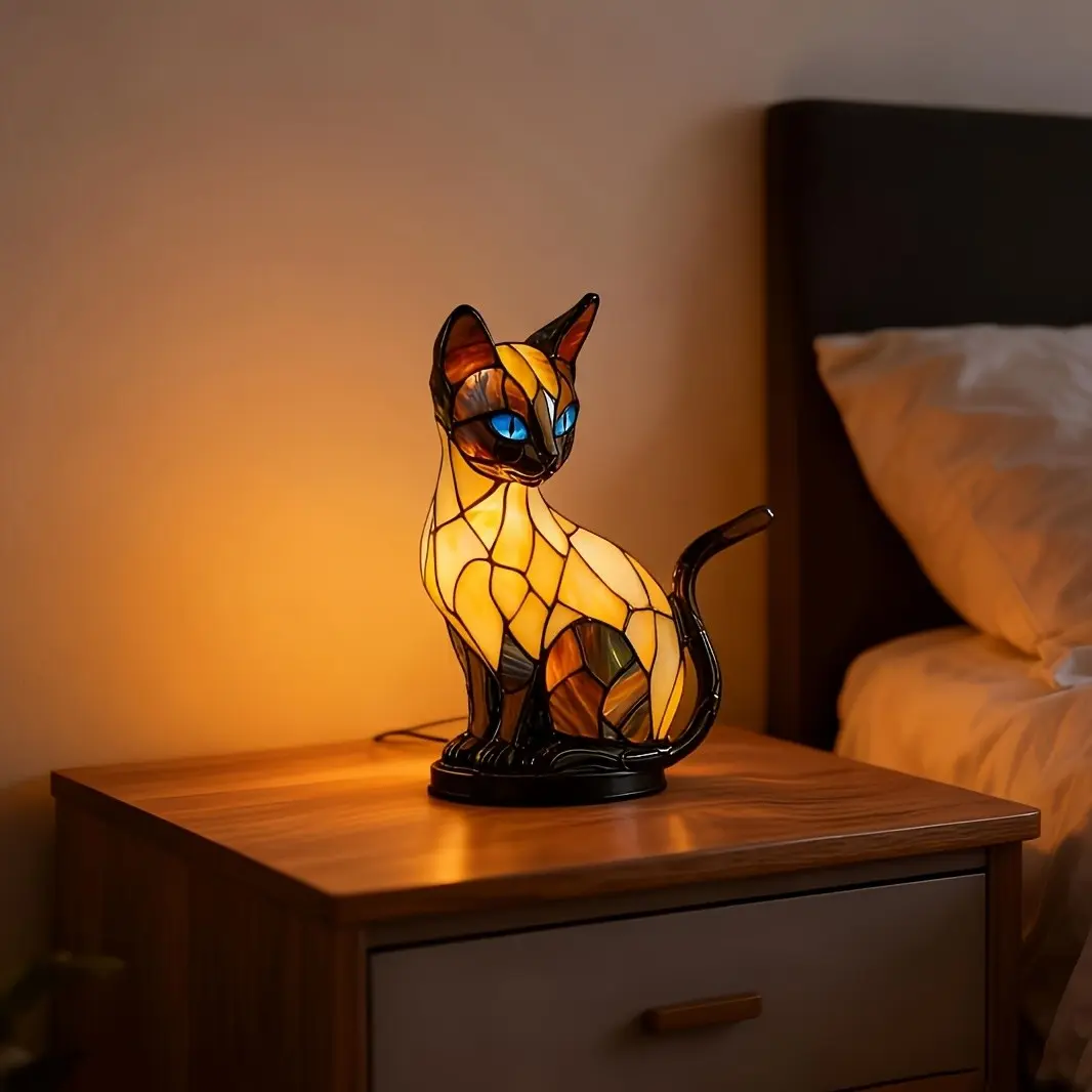 Retro 3D Cat Night Light with USB & Colorful Glow, Cozy Vintage Desk & Bedroom Lamp, Fun Christmas Decor for Cat Lovers & Pet Owners