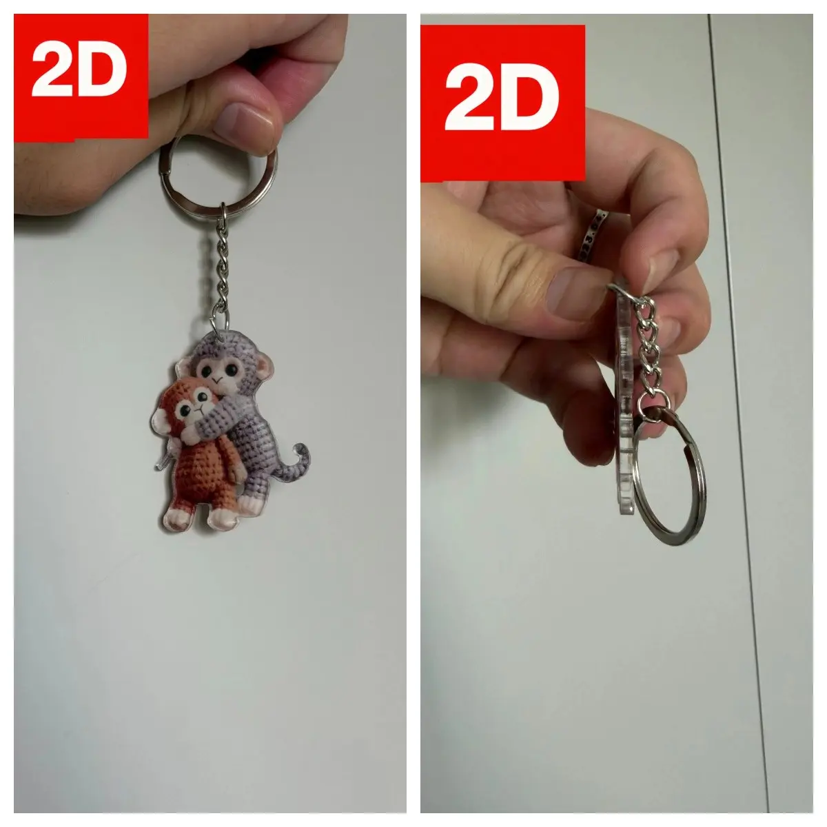 Cute Monkey Keychain Kawaii, Handmade 2D Design, Perfect for Backpacks and Wallets, Creative Gift Idea, Essential Home Accessory, Cute Keychains