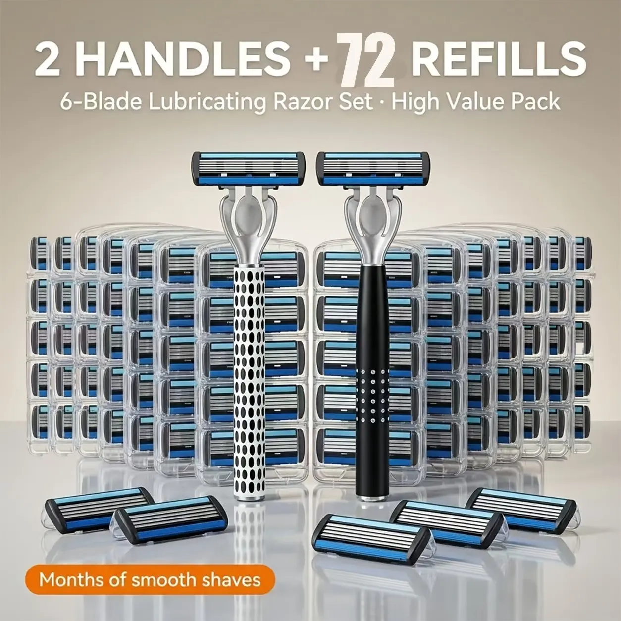 Luxury Men's Manual Safety Razor, 6-Layer Stainless Steel Blades, Ergonomic Non-Slip Handle, Smooth Pain-Free Shaving, Durable Hygienic Grooming Tool, Shaving Razors, Manual Shaver