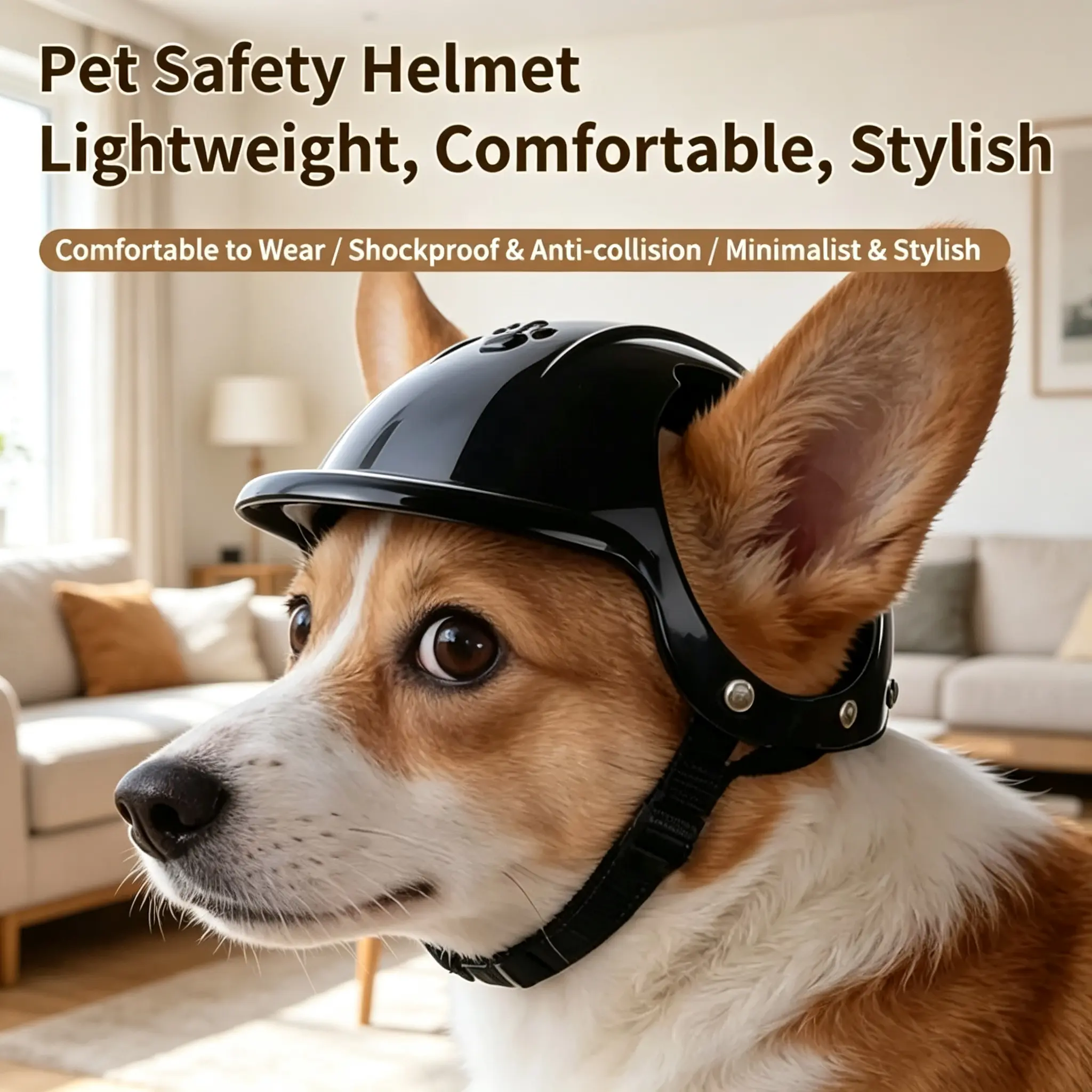 Pet Motorcycle Helmet for Small Dogs & Cats, Adjustable Lightweight Puppy Bike Riding Safety Hat, Cute Paw Decor Pet Outdoor Sports Helmet, Windproof Pet Head Accessory for Cycling Driving Travel