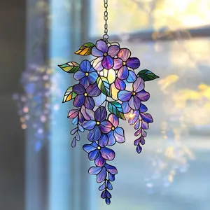 Wisteria Flower Hanging Window Decor, Acrylic Sun Catcher Glass Style Home Ornament, Mother's Day Birthday Christmas Gift