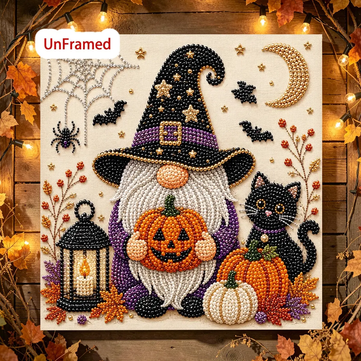 Halloween Craft Rhinestone Pearl Painting Kit, Home Decor, Halloween Decorations—Perfect for All-Season Gifts, Bead Art, Frameless