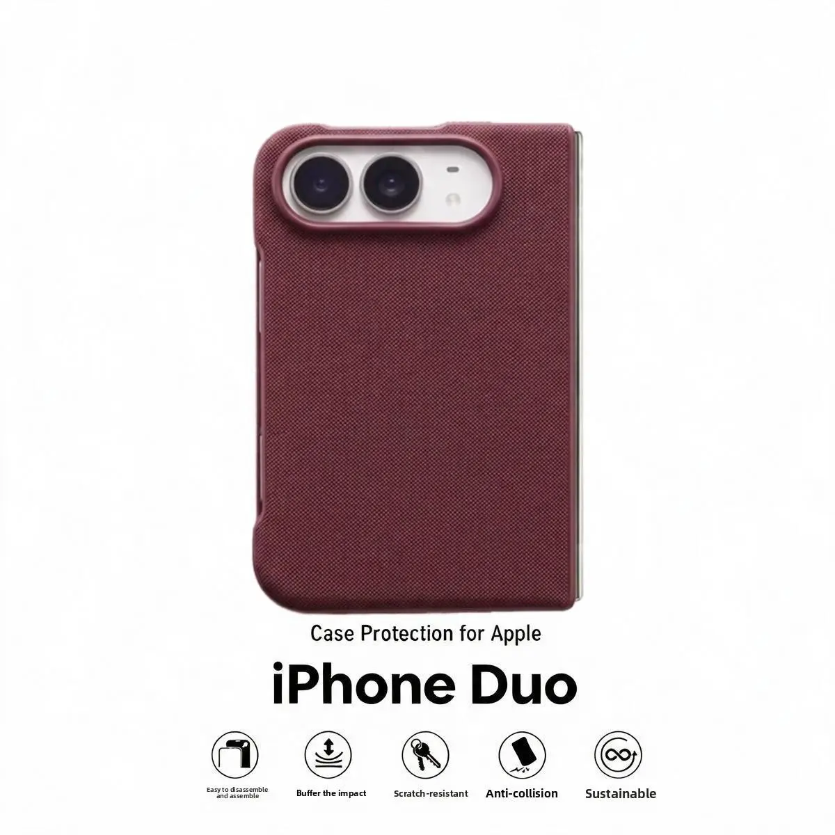 Suitable for IP-DUO phone case, magnetic folding leather with tech-inspired texture, MagSafe compatible