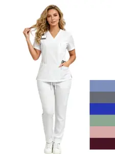 V Neck Thin Scrub Set Nurse Uniform Workwear For Female Doctors Medical Staff Hospital Outfits Beauty Salon Spa