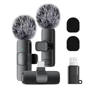 Wireless Mini Compact Lavalier Microphone for iPhone iPad Android, Plug-And-Play Noise-Canceling Mic, USB Rechargeable, Ideal for Vlogs and Live Streaming