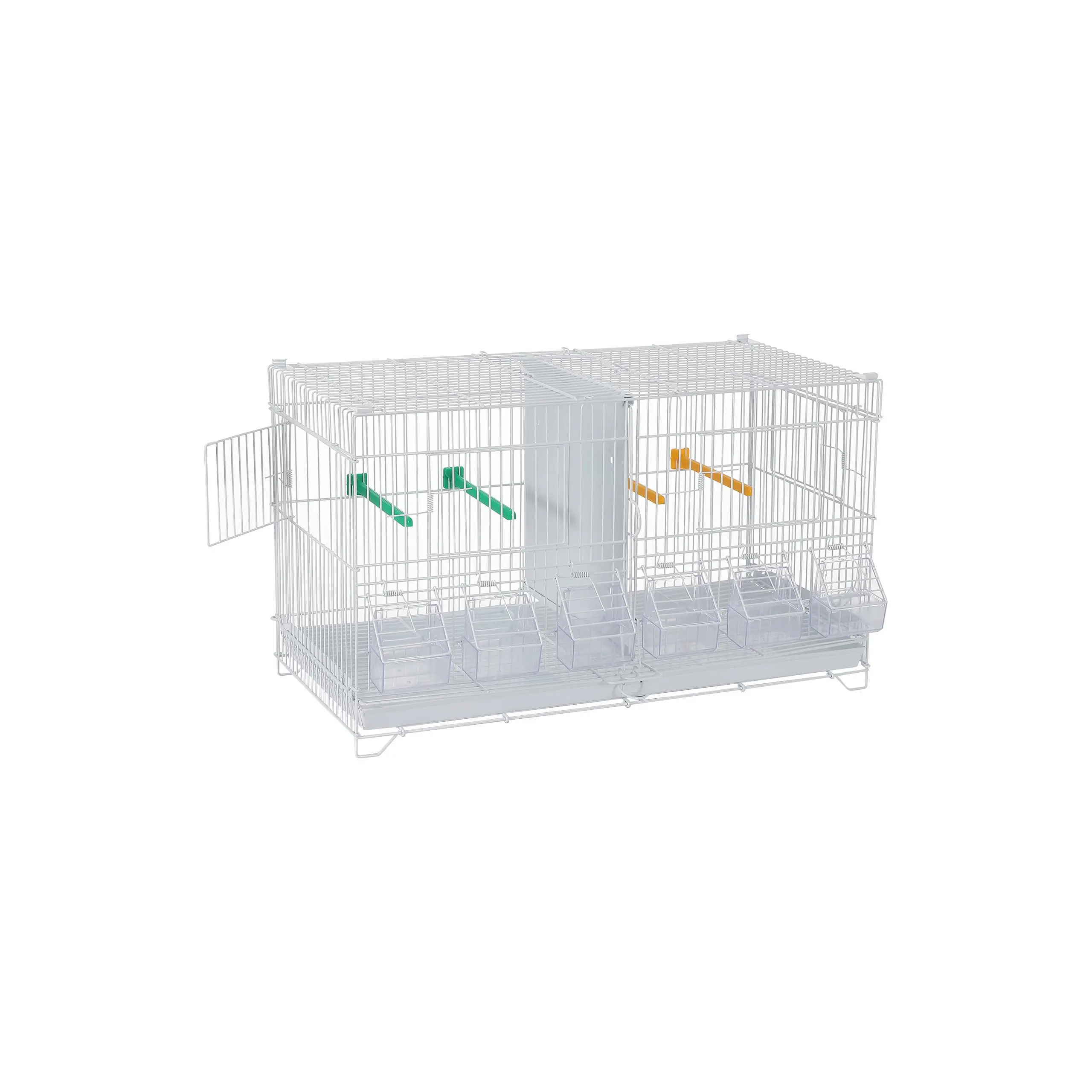 Stackable Breeding Bird Cage - Divided Center with Removable Divider & Tray - Lockable Casters - Ideal for Conure, Macaw, Budgie, Cockatiel, Lovebirds, Parakeet, Small Bird - Small Pet Habitat