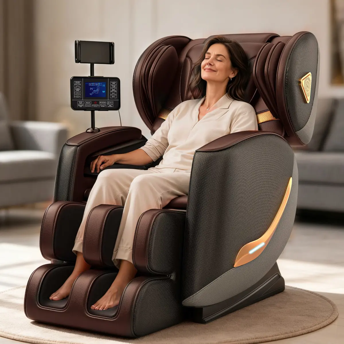 Recliner Massage Chair Full Body and Zero Gravity Massage Chairs, 10 Fix Rollers, Airbags, Heating, Foot Massage, Auto Modes, Bluetooth Speaker and Touch Control Screen for Home and Office