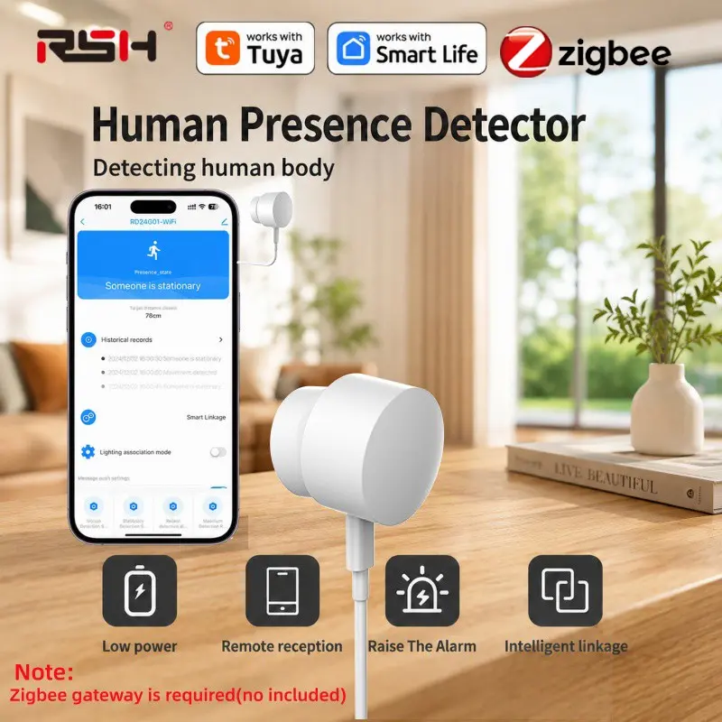 Tuya WiFi/zigbee Human Presence Sensor Pir Detector Motion Sensor, Smart Home Automation Alarm, APP Remote Monitoring, Security Device
