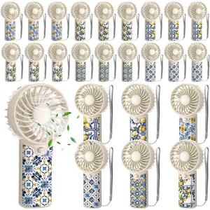 Gerrii 24 Pcs Capri Lemon Party Decoration Wedding Fans for Guests, Mini Portable Handheld Fans with Lanyard Amalfi Coast Favor Lemon Gift Bags Stuffers for Bridal Baby Shower, Battery Not Include