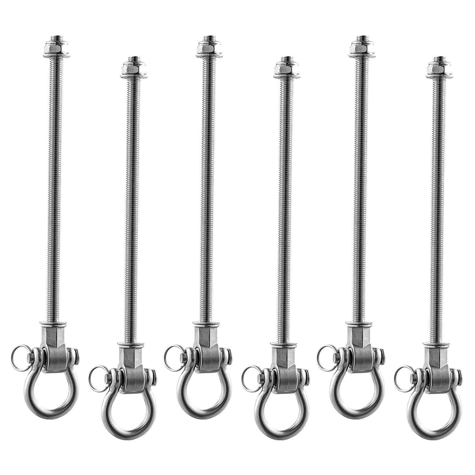 VEVOR Swing Hangers, 6 Pack Heavy Duty Swing Brackets, 850 lbs Each Load Capacity, Smooth Bearing, Stainless Steel Hangers, Ideal for Hammocks Playground Porch Yoga Boxing Bag Indoor Outdoor, Silver