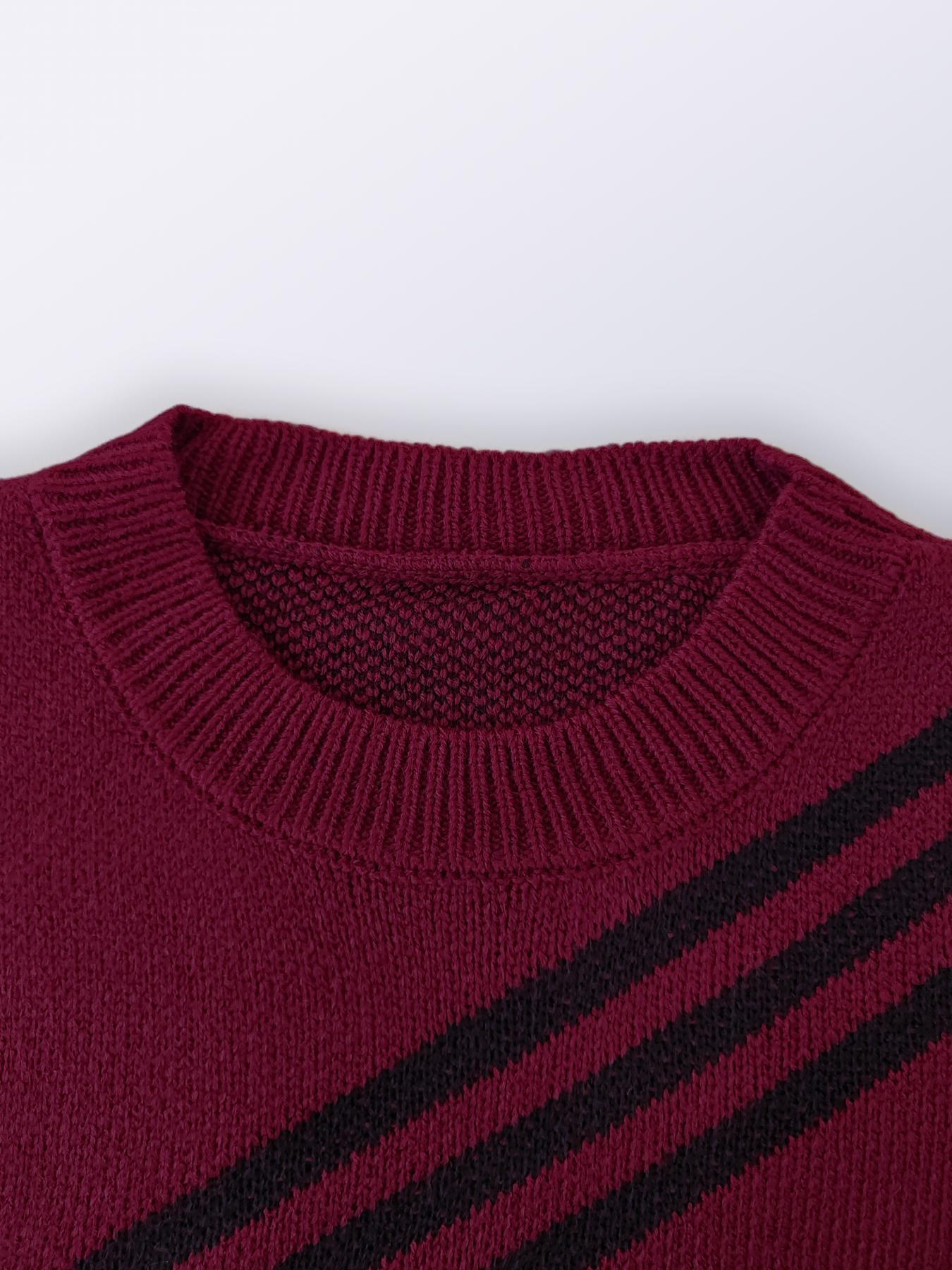 Women's Colorblock Drop Shoulder Fitted Sweater Tops, Casual Long Sleeve Round Neck Jumper for Fall & Winter, Fashion Ladies' Knitwear for Daily Wear