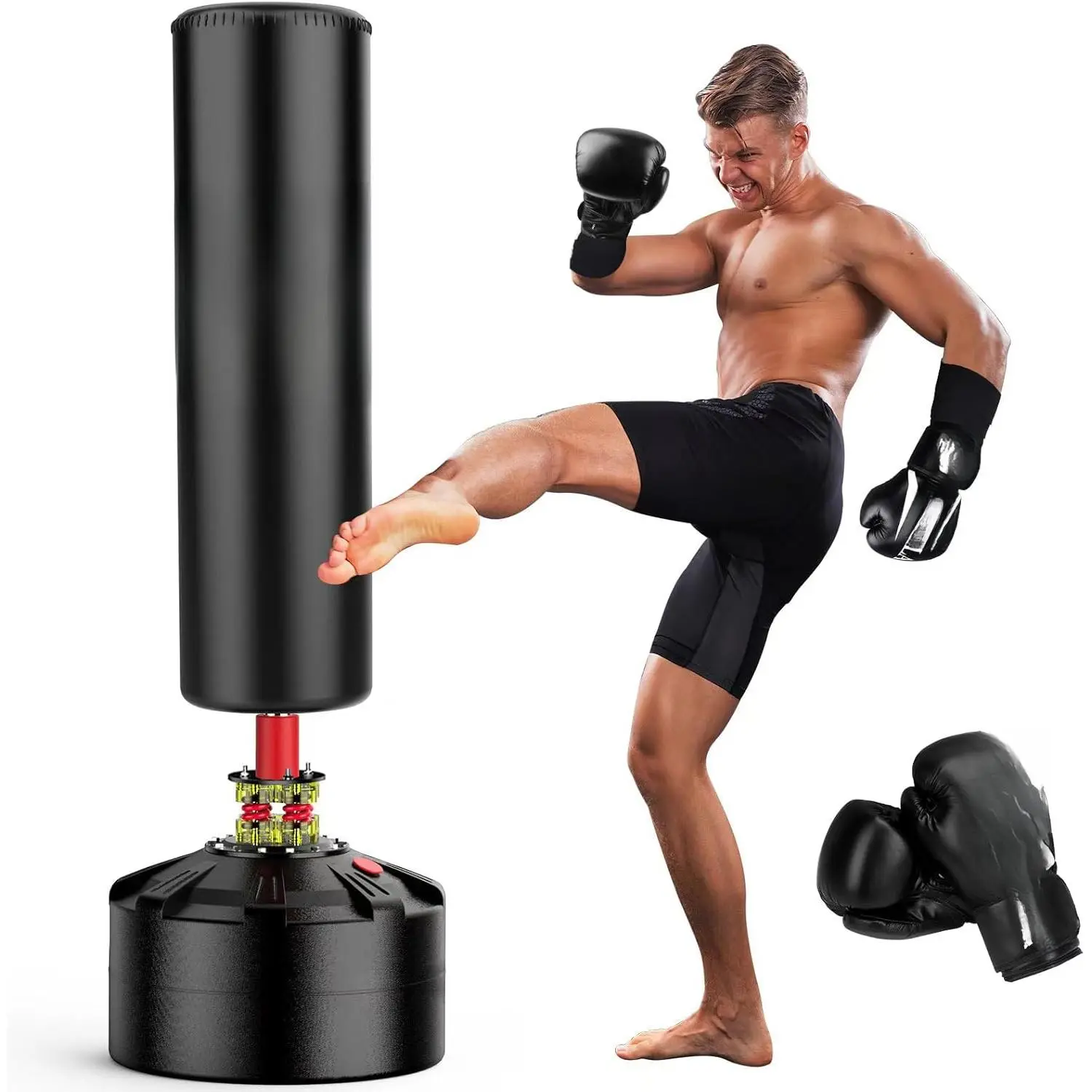 Punching Bag with Stand 70"-203lbs, Freestanding Heavy Boxing Bag Including 12OZ Boxing Gloves for Adult Youth Gift Selection Upgraded