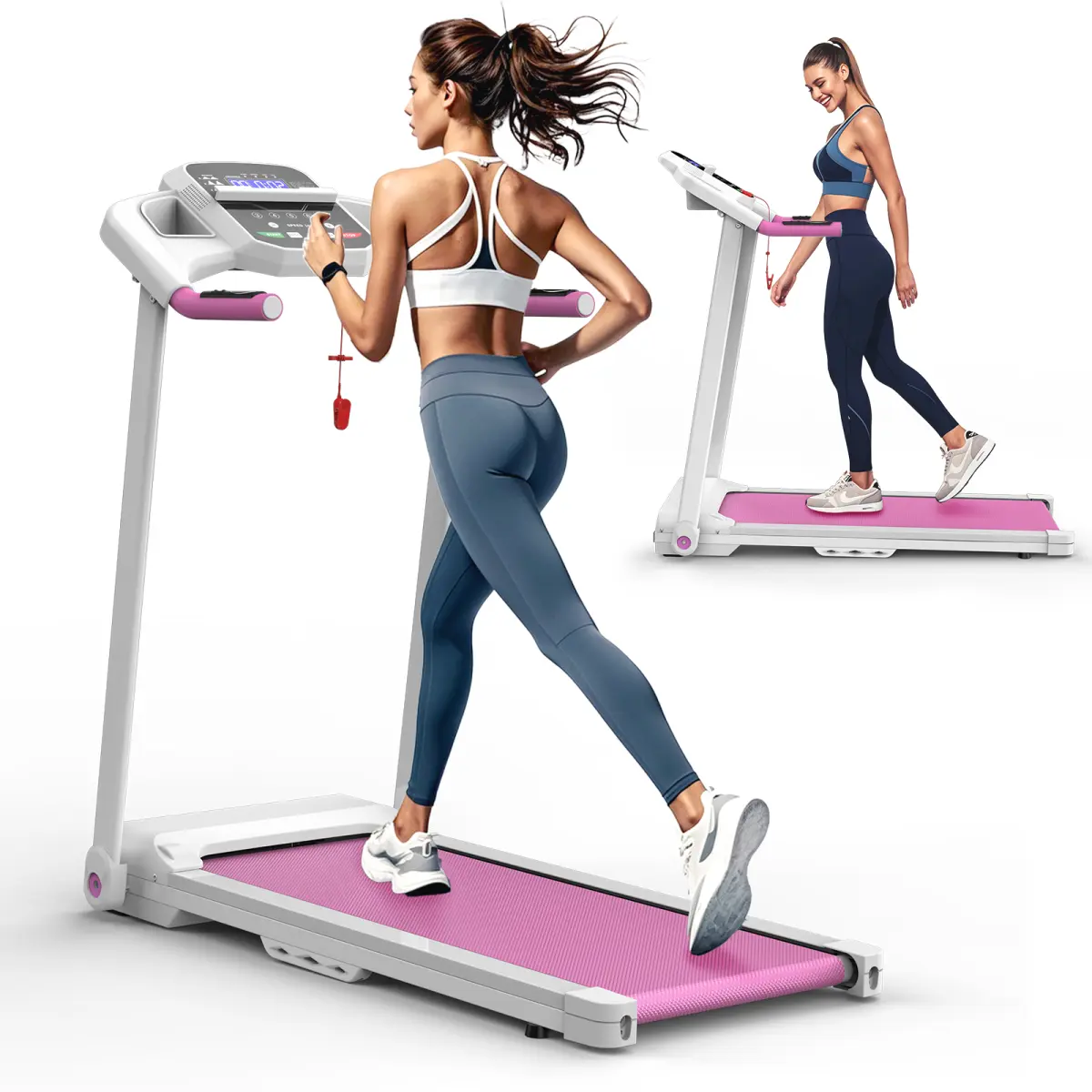 Aobtkel Foldable Electric Treadmill - 2.5HP Quiet Motor, Compact Fold, 265LBS+ Weight Capacity, Running/Walking Machine for Home Gym, Fits 265Lbs+, Smooth Belt
