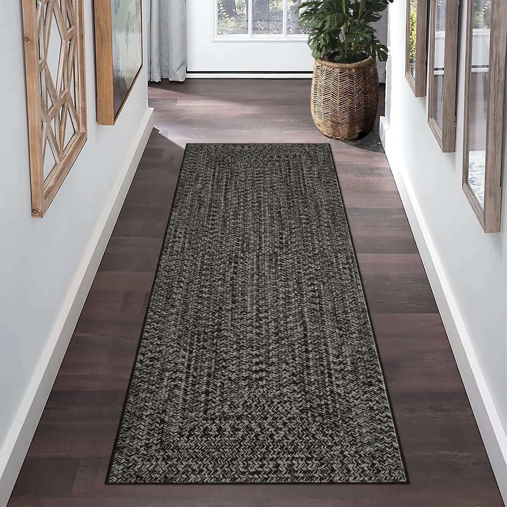 Garvee Runner Rug for Hallway 2×6feet Non Slip Kitchen Floor Carpet  Machine Washable Area Rug for Entryway Bathroom Grey/Brown