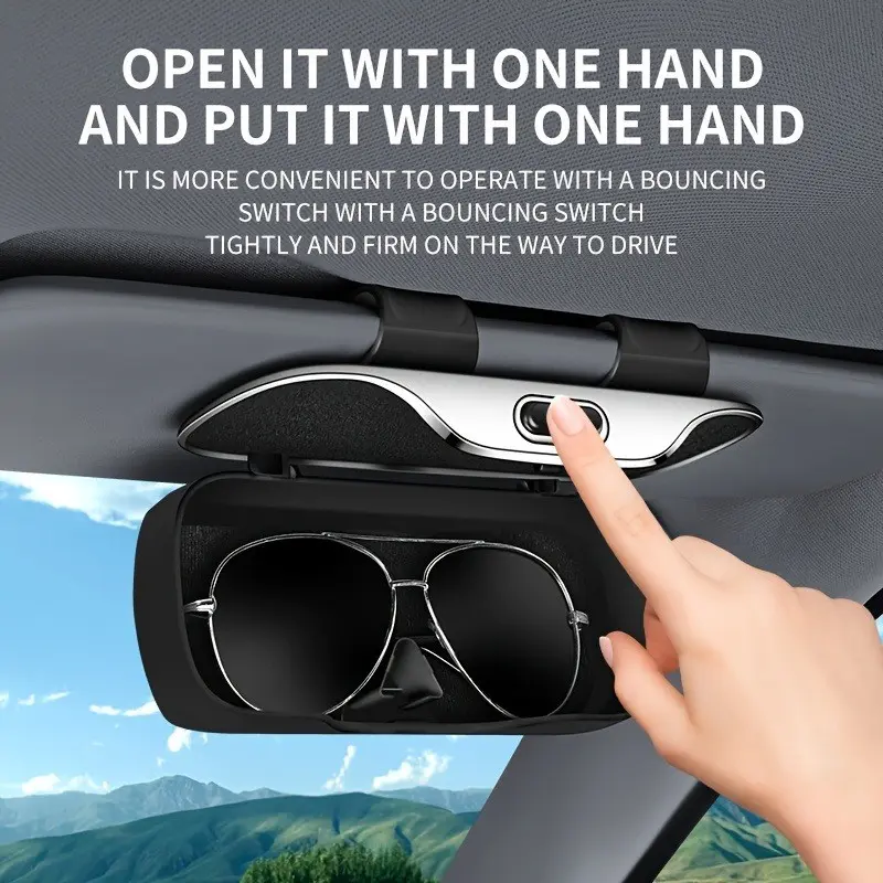 Sun Visor Sunglasses Storage Box, Universal Car Glasses Clip Holder, Portable Vehicle Sunglass Bracket, Durable Eyeglass Organizer Mount on Sun Visor, Practical Accessory for Sports Cars, Sedans and All Types of Automobiles, Plastic, All Cars