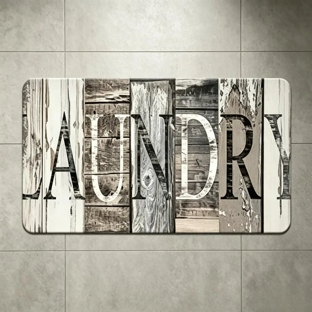 1pc Wood Grain Background Laundry Room Rug, Home Decorative Rug, House Decor Rug, Home Decoration Mat, Soft Comfortable Long Strip Carpet, Non-Slip Mat for Kitchen Living Room Bedroom Sink Decor Soft Area Rug