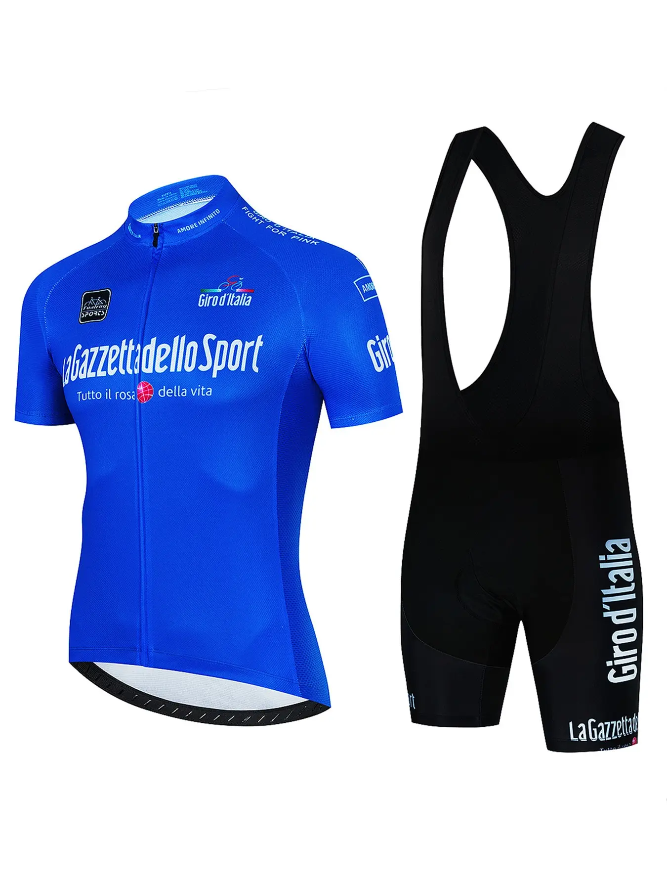 Giro D'italia Men's Cycling Short Sleeve Set, Breathable Sportswear, Road Bike Shirt, Three Back Pockets, Round Neck, All Seasons
