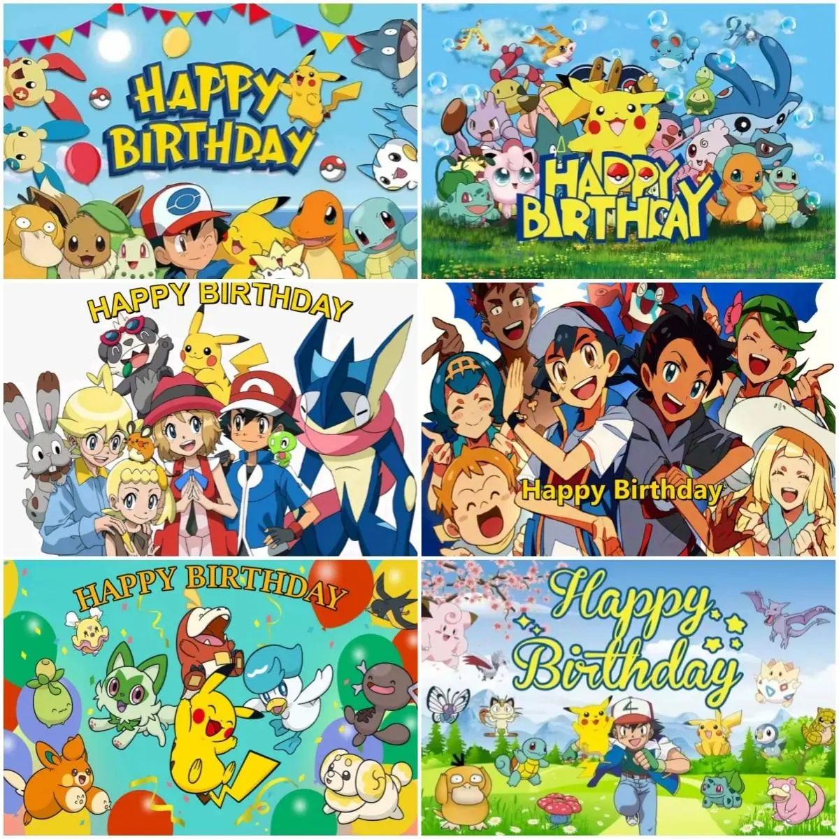 Cartoon POKEMON Theme Kids Birthday Party Decoration Background Cute Pikachu Photography Banner Baby Shower Supplies Boys Girls
