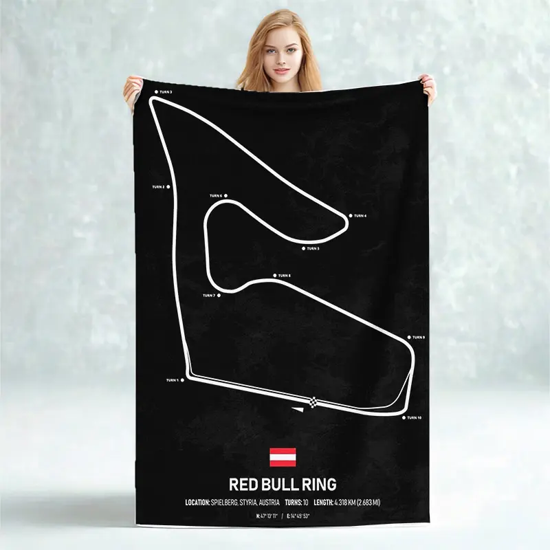 [2D flat] Red Bull Circuit schematic creative design simple style print exquisite blanket, suitable for napping cover, a great Christmas gift/New Year gift/Valentine's Day gift