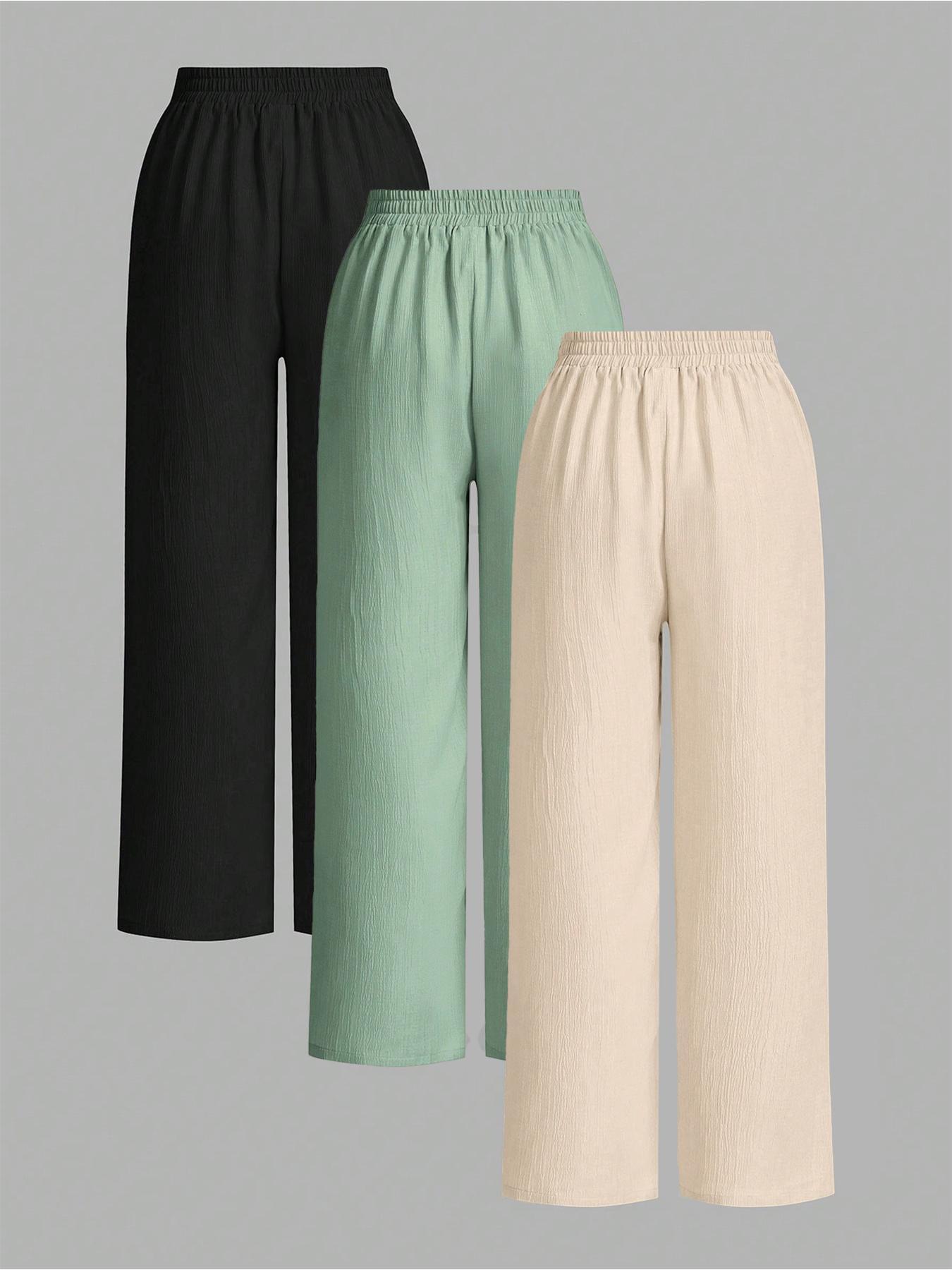 Women's Solid Color Wide Leg Pants, Casual Fashion Trousers, Casual Comfy Essential Elastic Tie Front Trousers for Daily Wear, Ladies Bottoms for All Seasons, Casual Lounge Pants